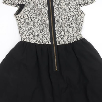Brand and care label for Missguided women’s black a-line, size UK 10