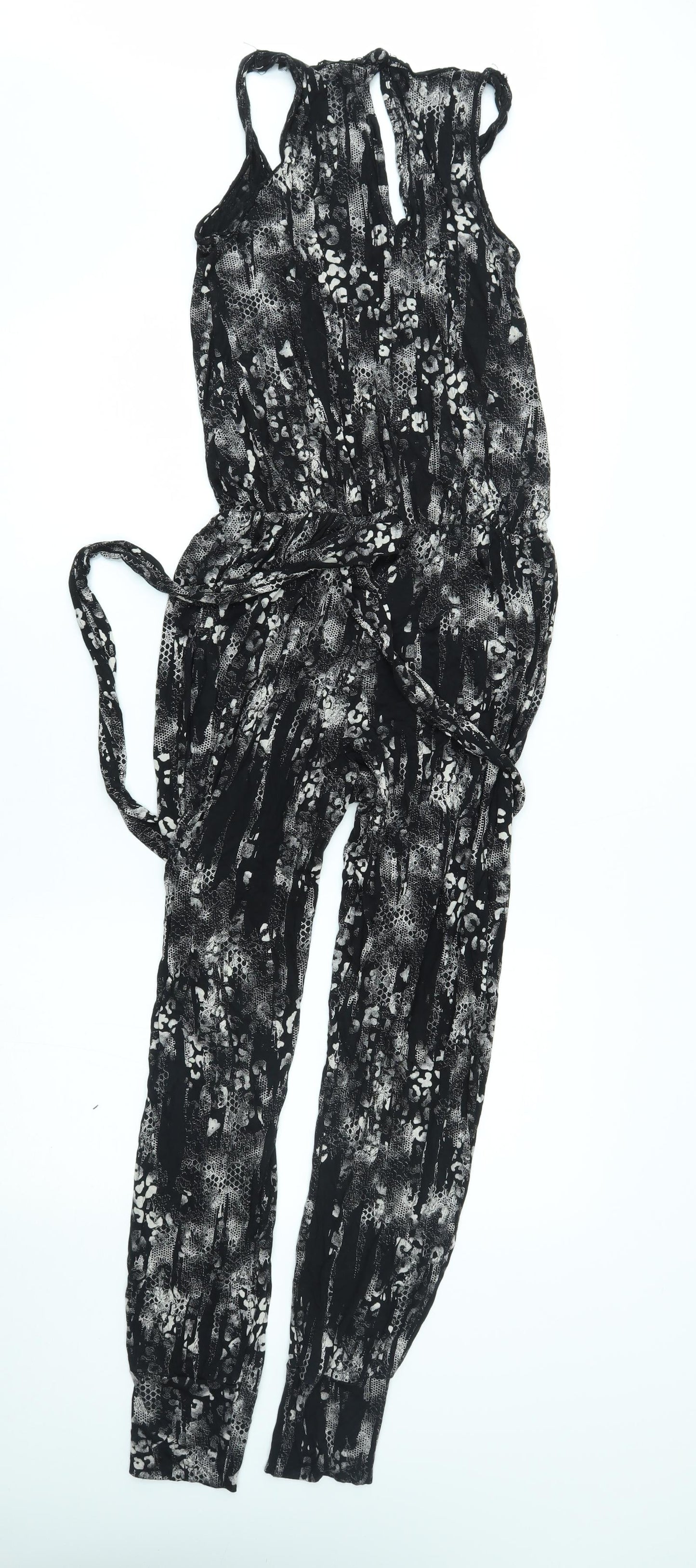 Crafted Womens Black Geometric  Jumpsuit One-Piece Size 8 L27 in