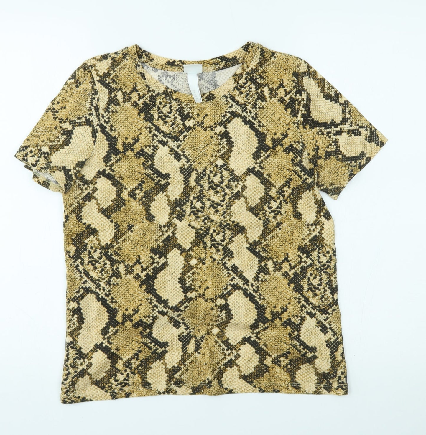 H&M Womens Gold Animal Print  Basic T-Shirt Size XS