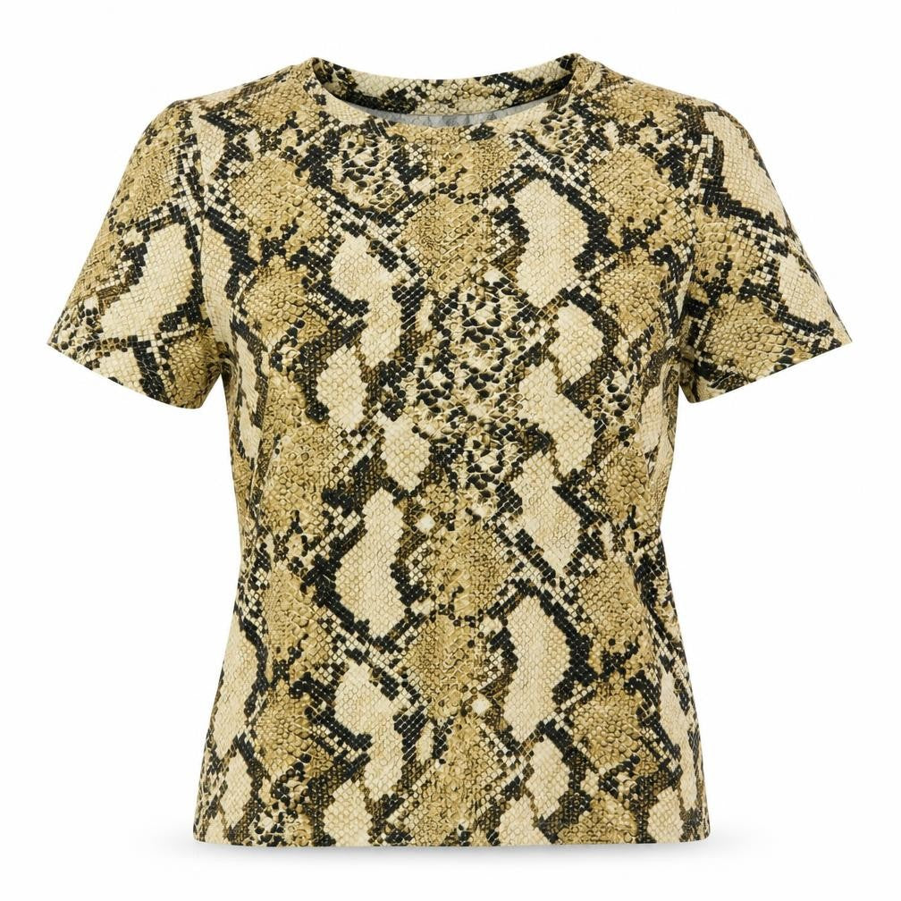 H&M Womens Gold Animal Print  Basic T-Shirt Size XS