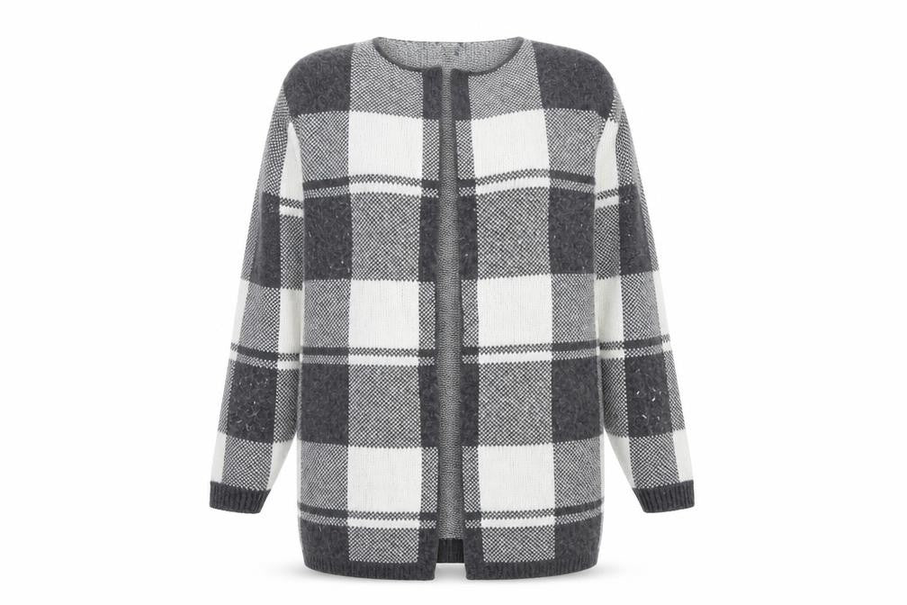 Ann Taylor Womens Grey Check  Wrap Jumper Size M