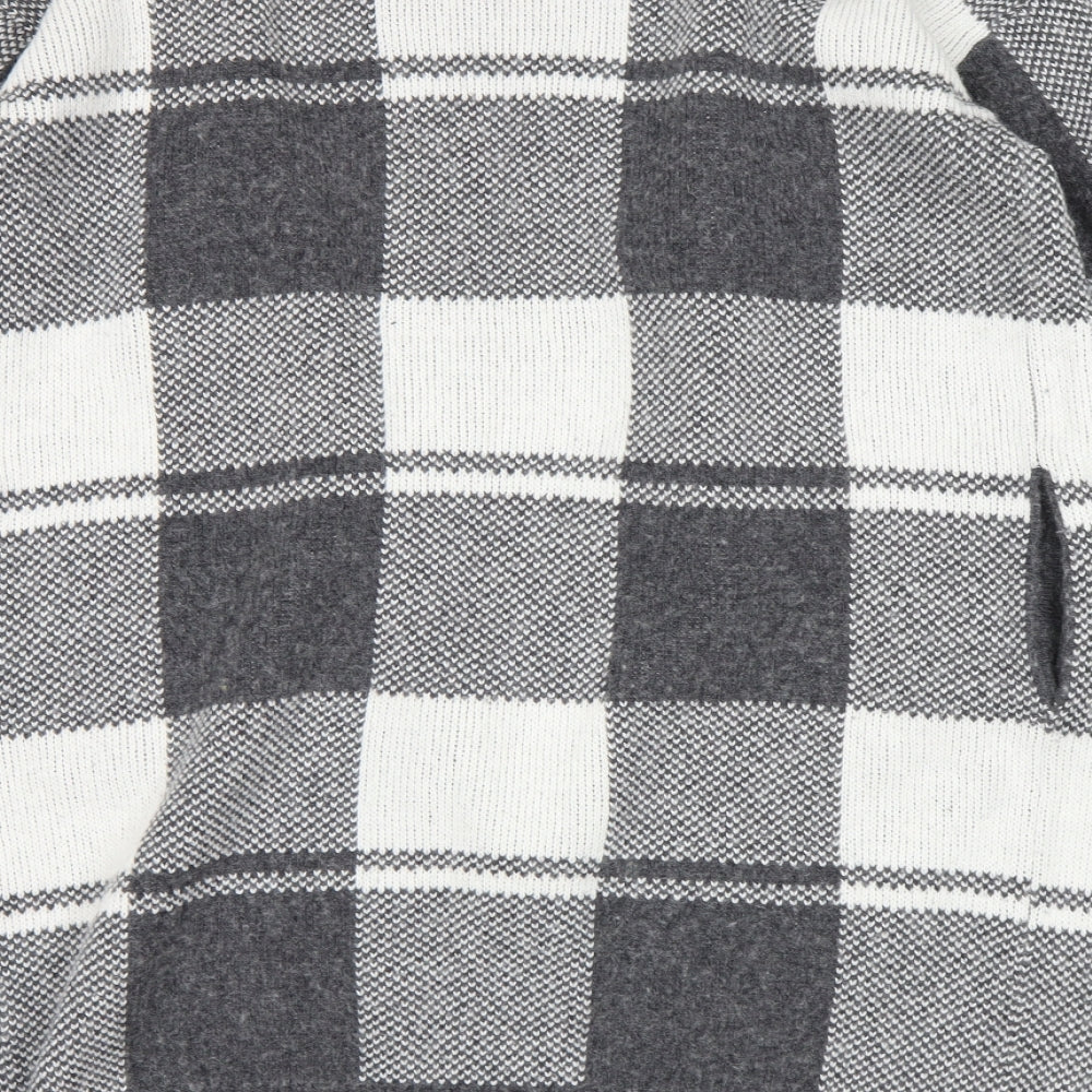 Ann Taylor Womens Grey Check  Wrap Jumper Size M