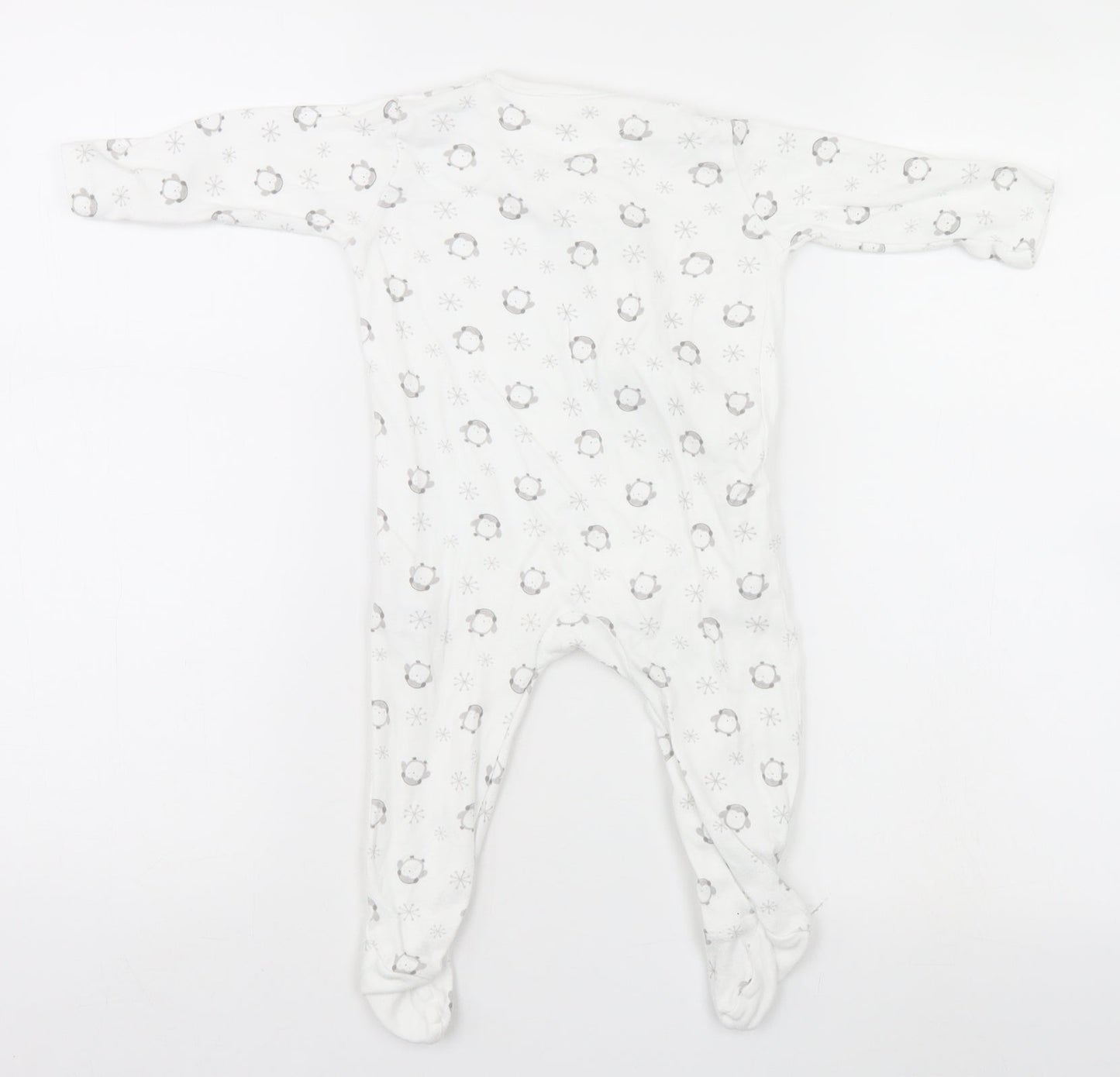 Nutmeg Baby White Animal Print  Babygrow One-Piece Size 9-12 Months  - Penguins