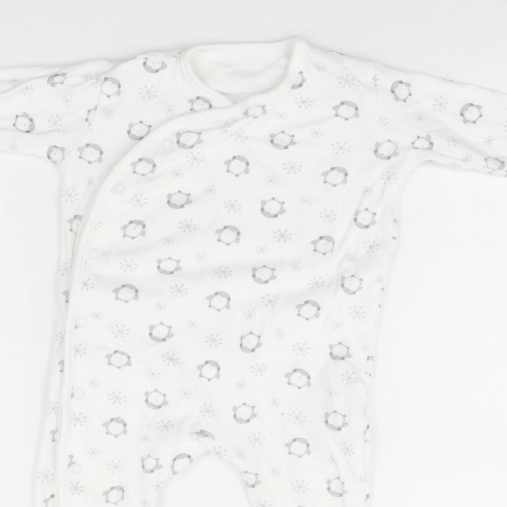 Nutmeg Baby White Animal Print  Babygrow One-Piece Size 9-12 Months  - Penguins