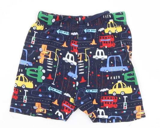 George Baby Blue Geometric  Cropped Trousers Size 9-12 Months  - Cars