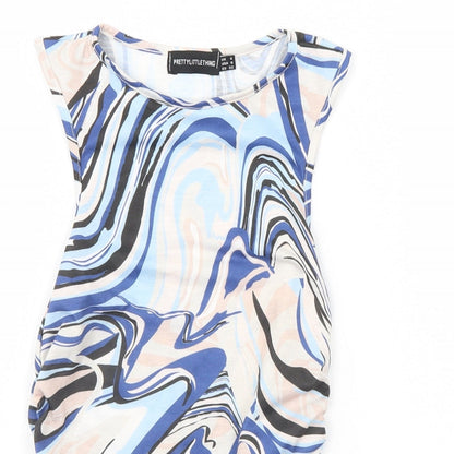 PRETTYLITTLETHING Womens Multicoloured Geometric  Basic T-Shirt Size 4