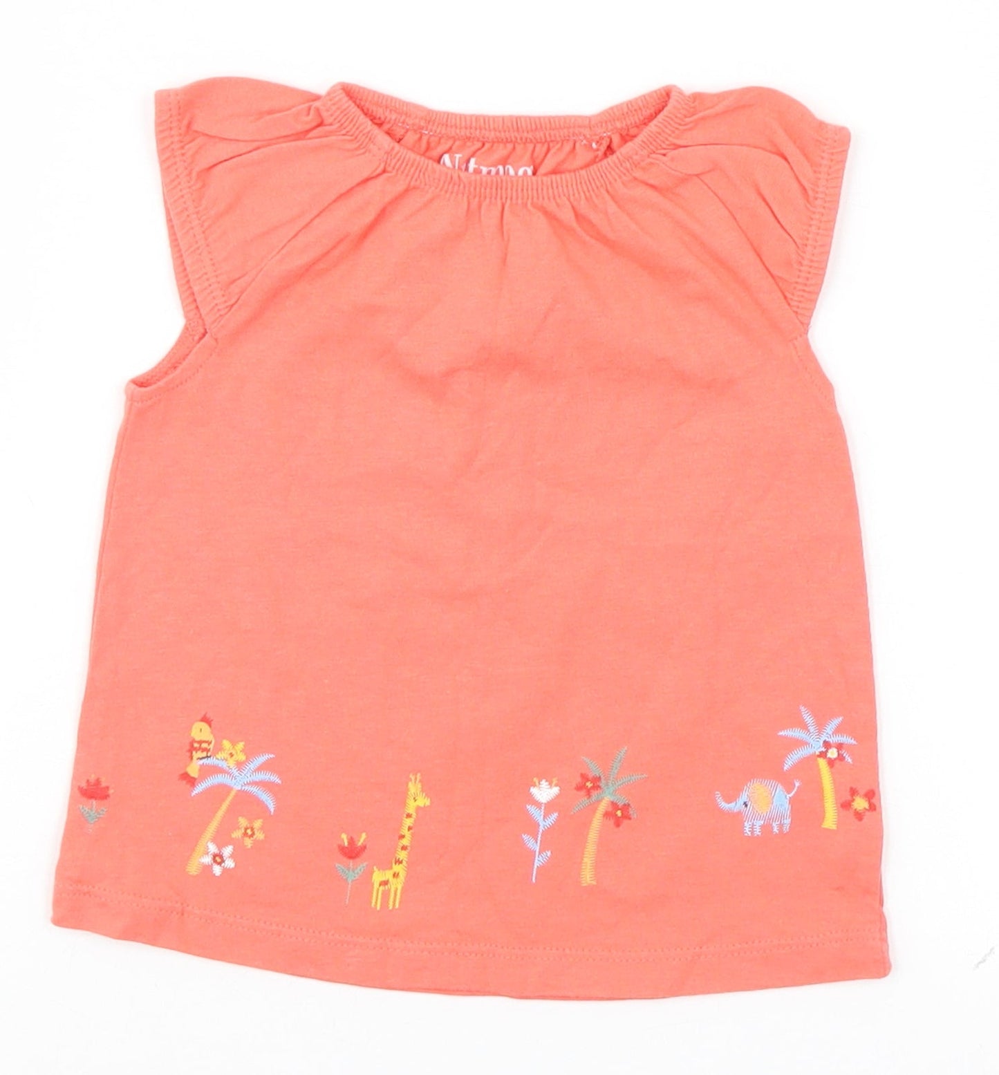 Nutmeg Baby Orange   Basic T-Shirt Size 6-9 Months  - Animals