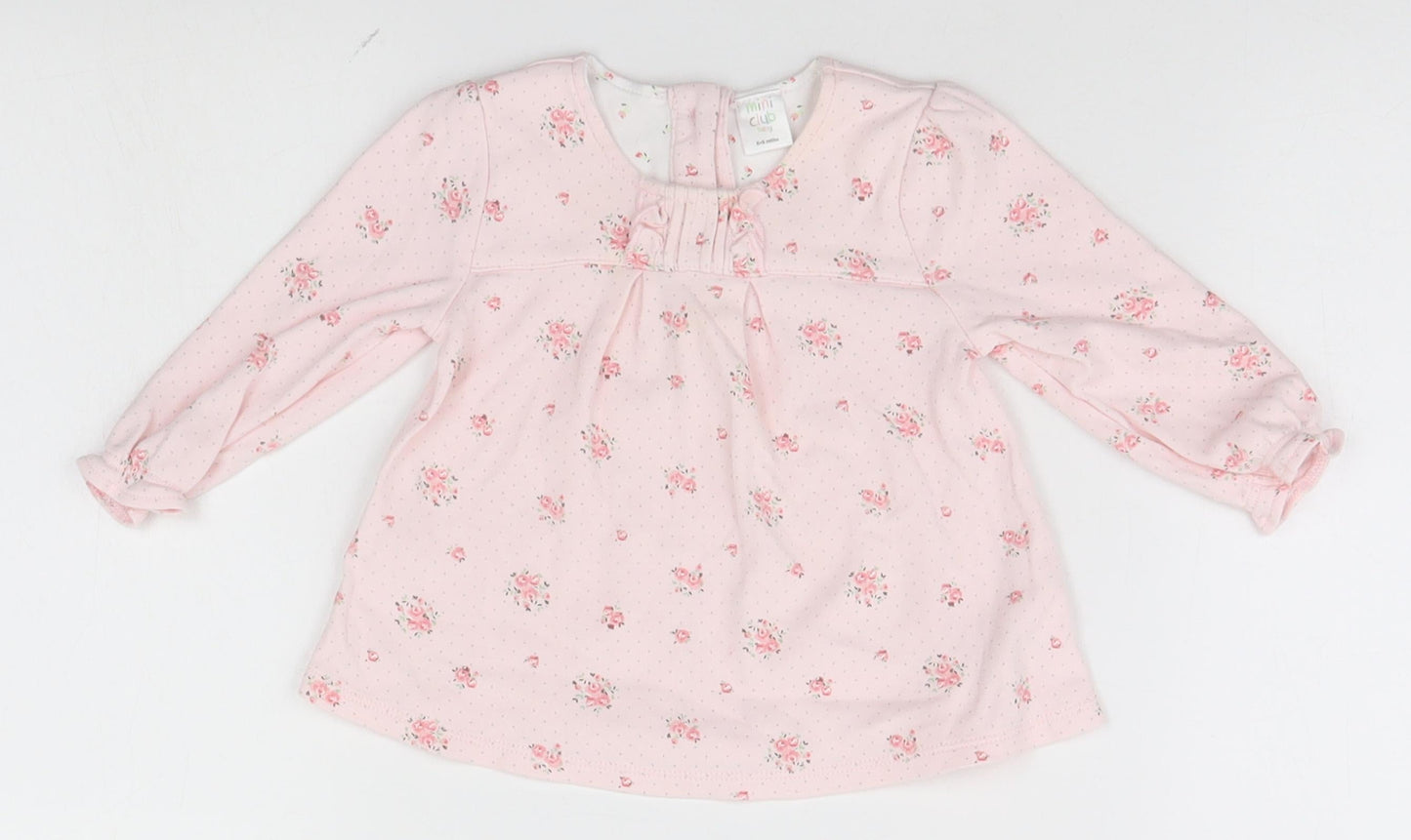Mini Club Girls Pink Floral  Basic Dress Shirt Size 6-9 Months