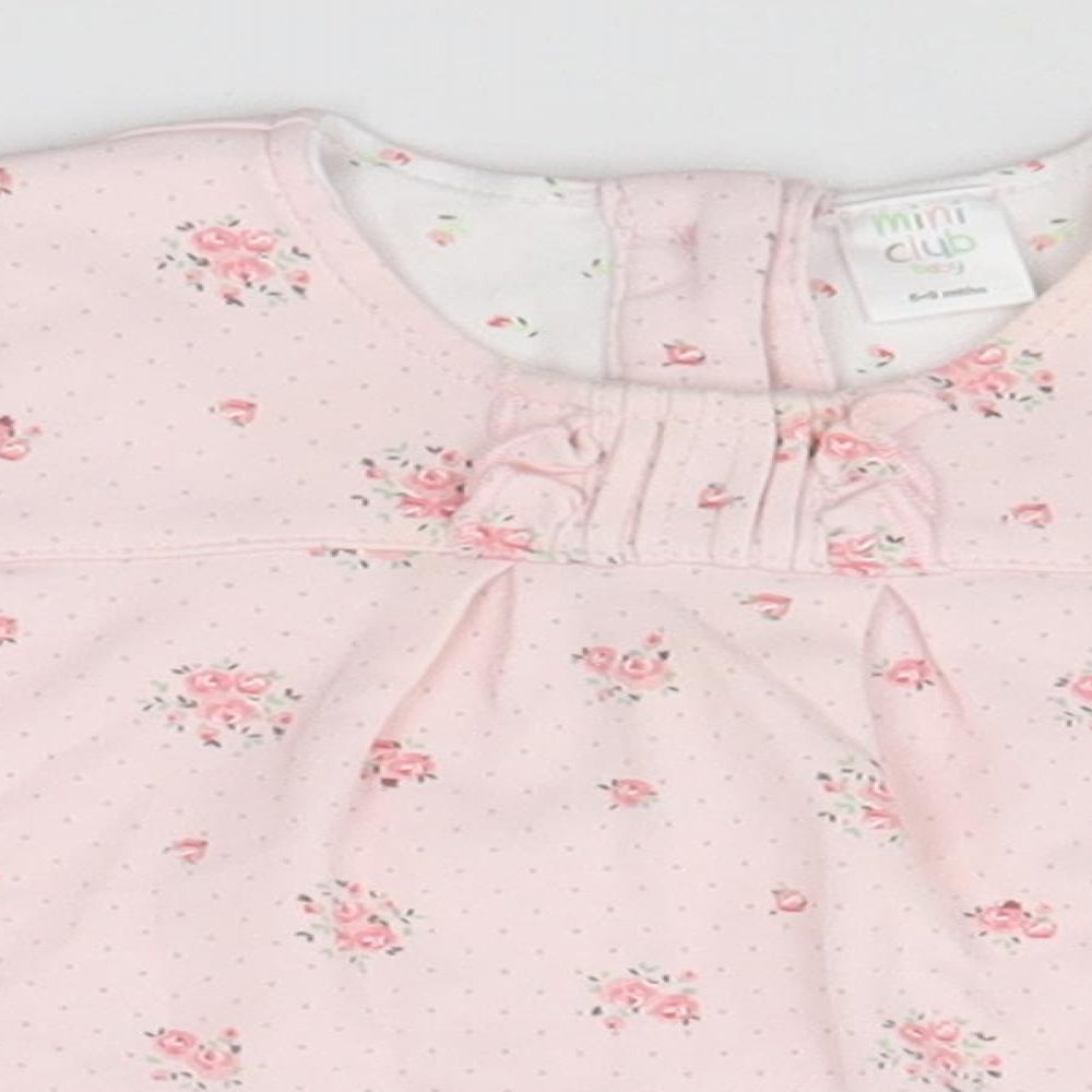 Mini Club Girls Pink Floral  Basic Dress Shirt Size 6-9 Months