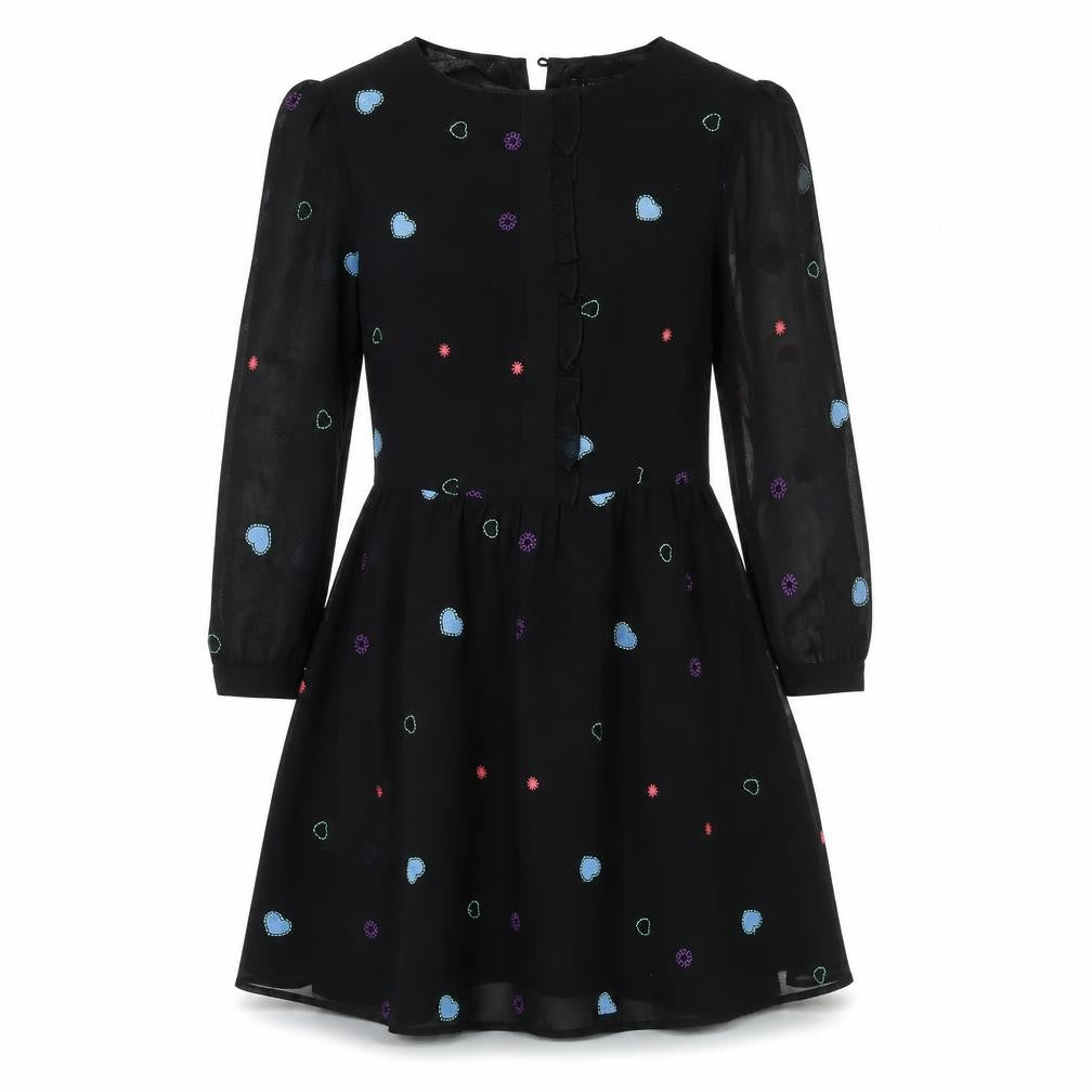Love Label Womens Black Geometric  A-Line  Size 8  - Hearts