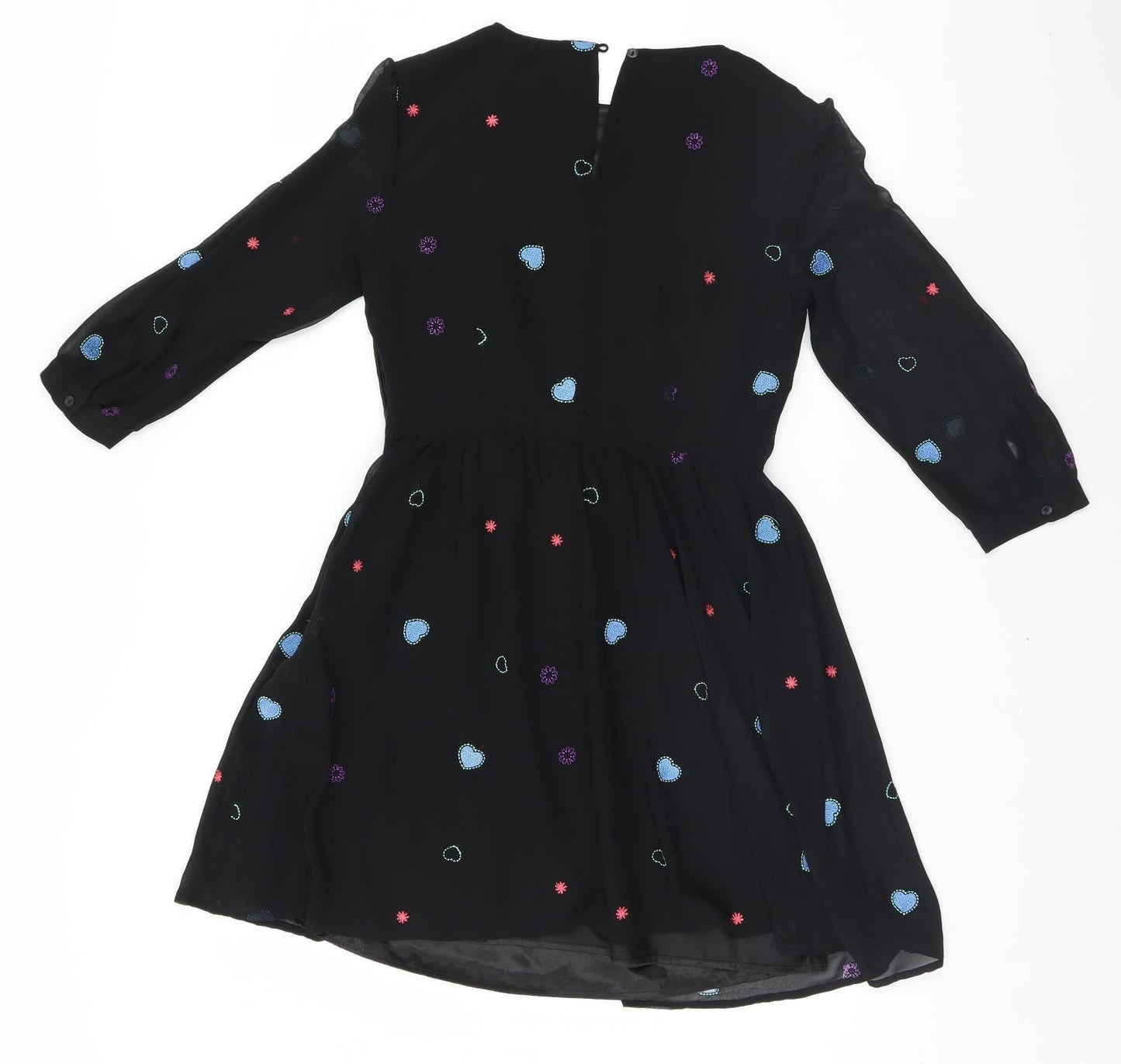 Love Label Womens Black Geometric  A-Line  Size 8  - Hearts