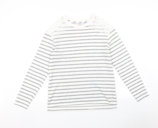 NEXT Womens Grey Striped  Pullover Jumper Size 14