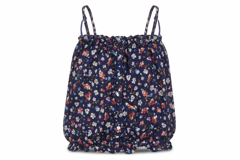 New Look Womens Blue Floral  Basic T-Shirt Size 8