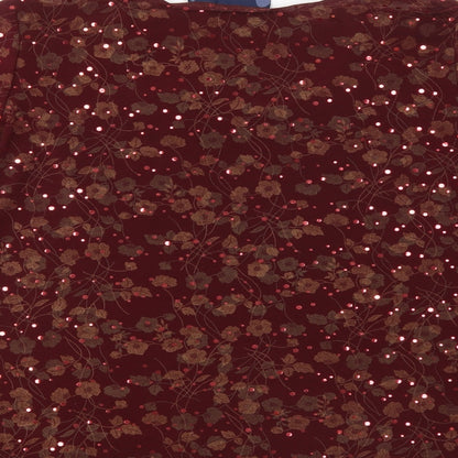 Susan Graver Womens Red Floral  Basic  Size M