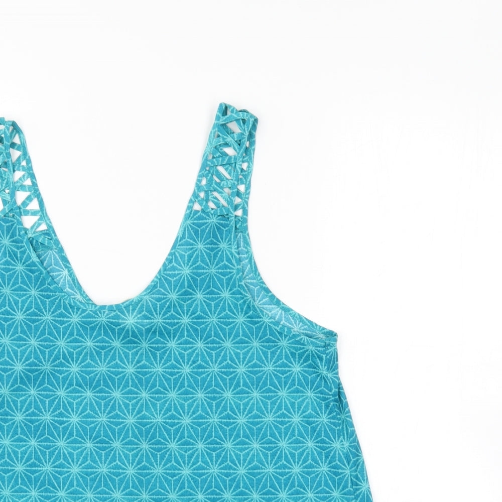 H&M Womens Blue Geometric  Basic Blouse Size M