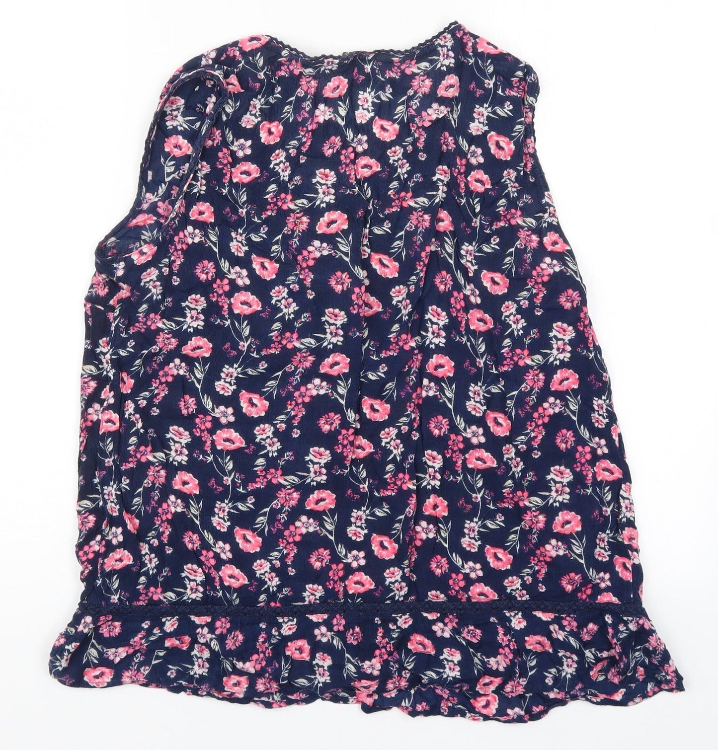BHS Womens Blue Floral  Basic Tank Size 12  - Pink Flowers