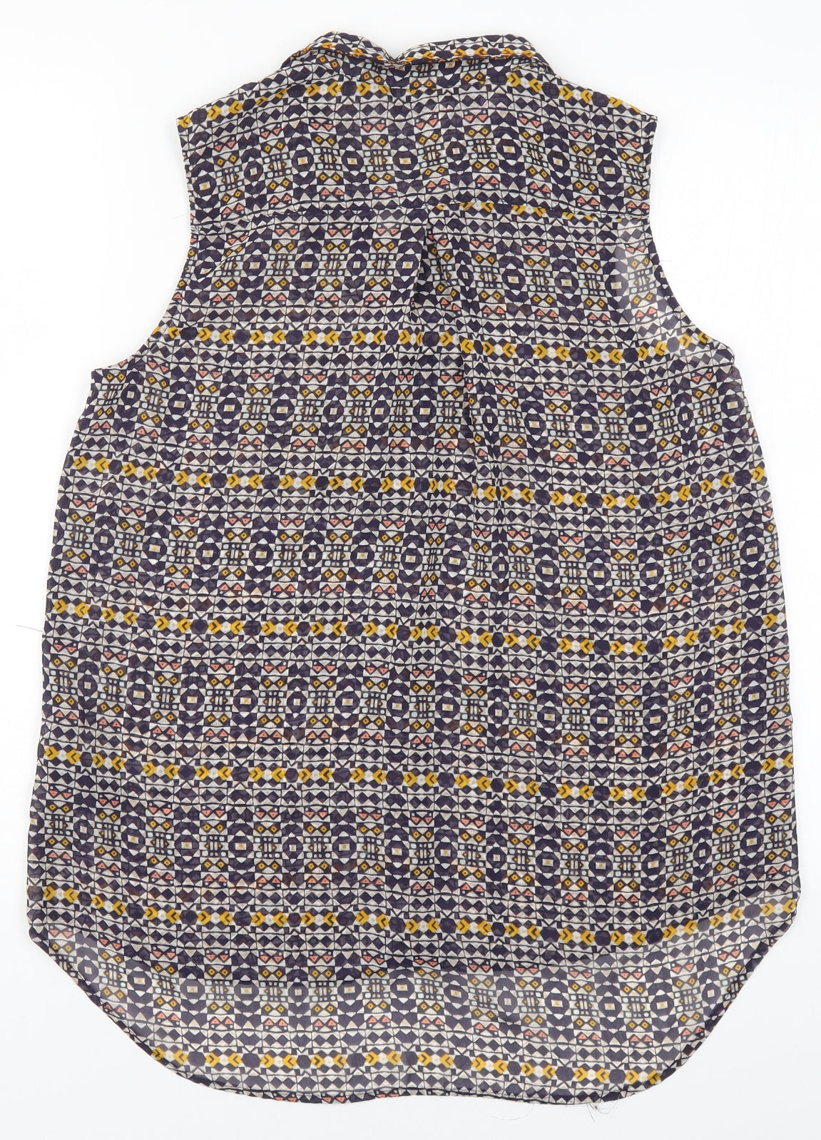 H&M Womens Blue Geometric  Basic Button-Up Size 8