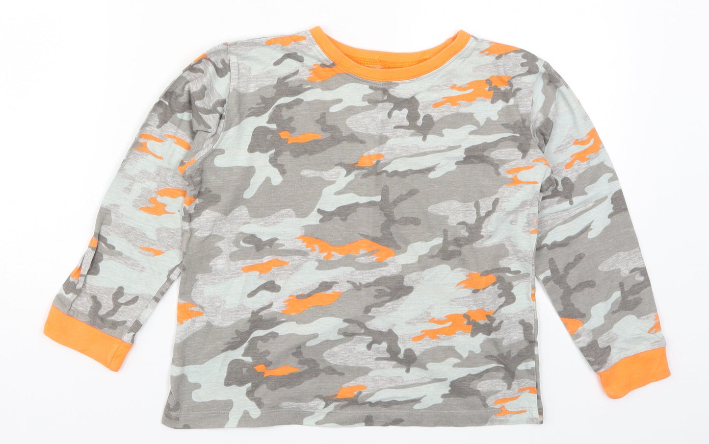 Preworn Boys Orange Camouflage   Pyjama Top Size 7-8 Years