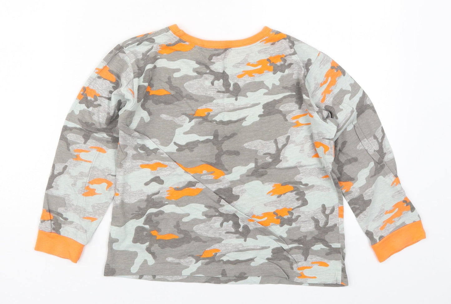 Preworn Boys Orange Camouflage   Pyjama Top Size 7-8 Years