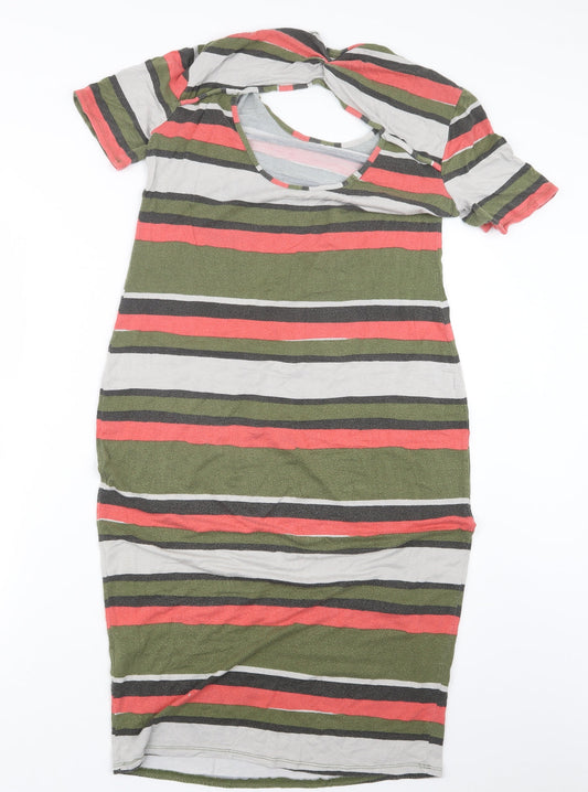 ASOS Womens Green Striped  T-Shirt Dress  Size 12