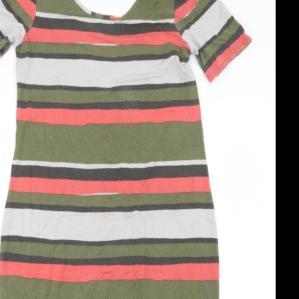 ASOS Womens Green Striped  T-Shirt Dress  Size 12
