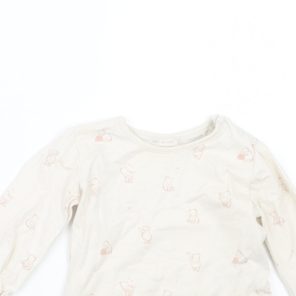 George Girls Beige Geometric  Babygrow One-Piece Size 6-9 Months  - Winnie the Pooh