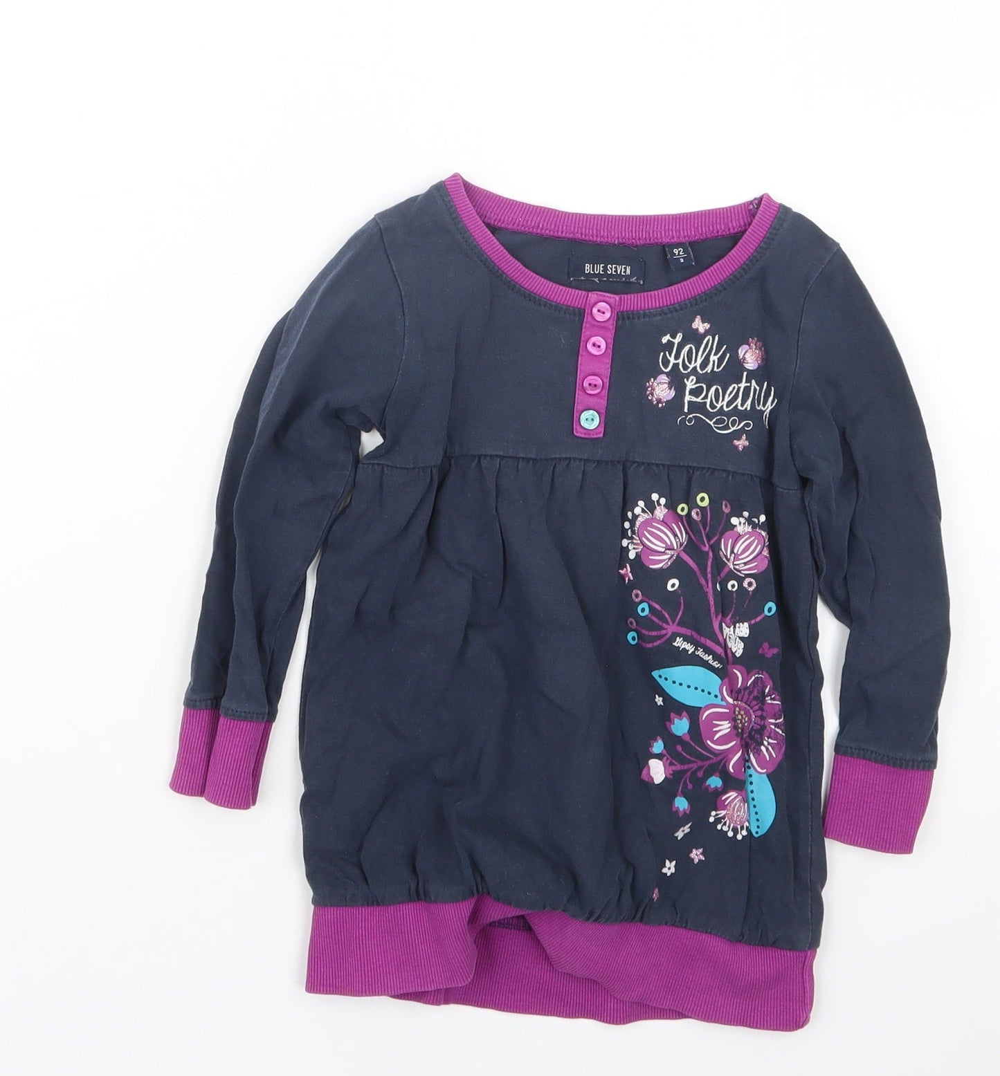 Blue Seven Girls Blue   Basic T-Shirt Size 2 Years  - Long