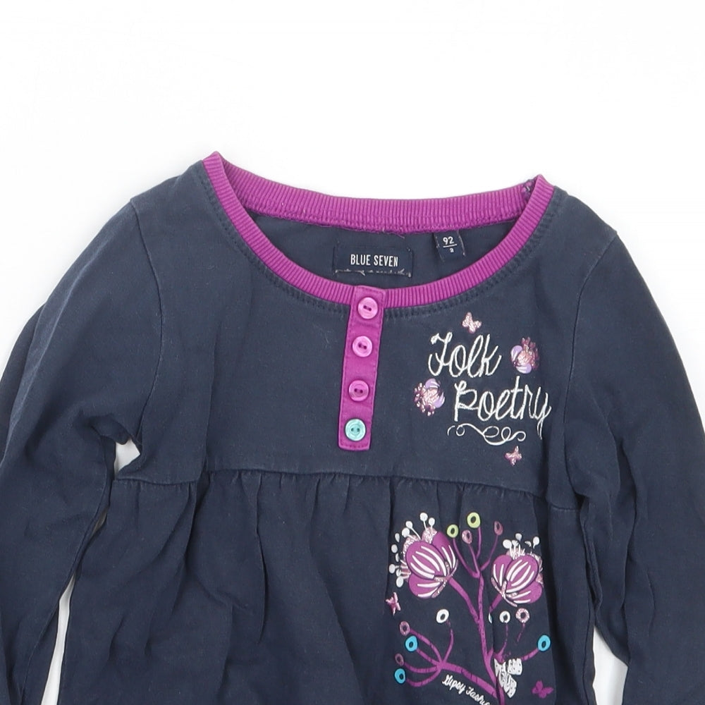Blue Seven Girls Blue   Basic T-Shirt Size 2 Years  - Long