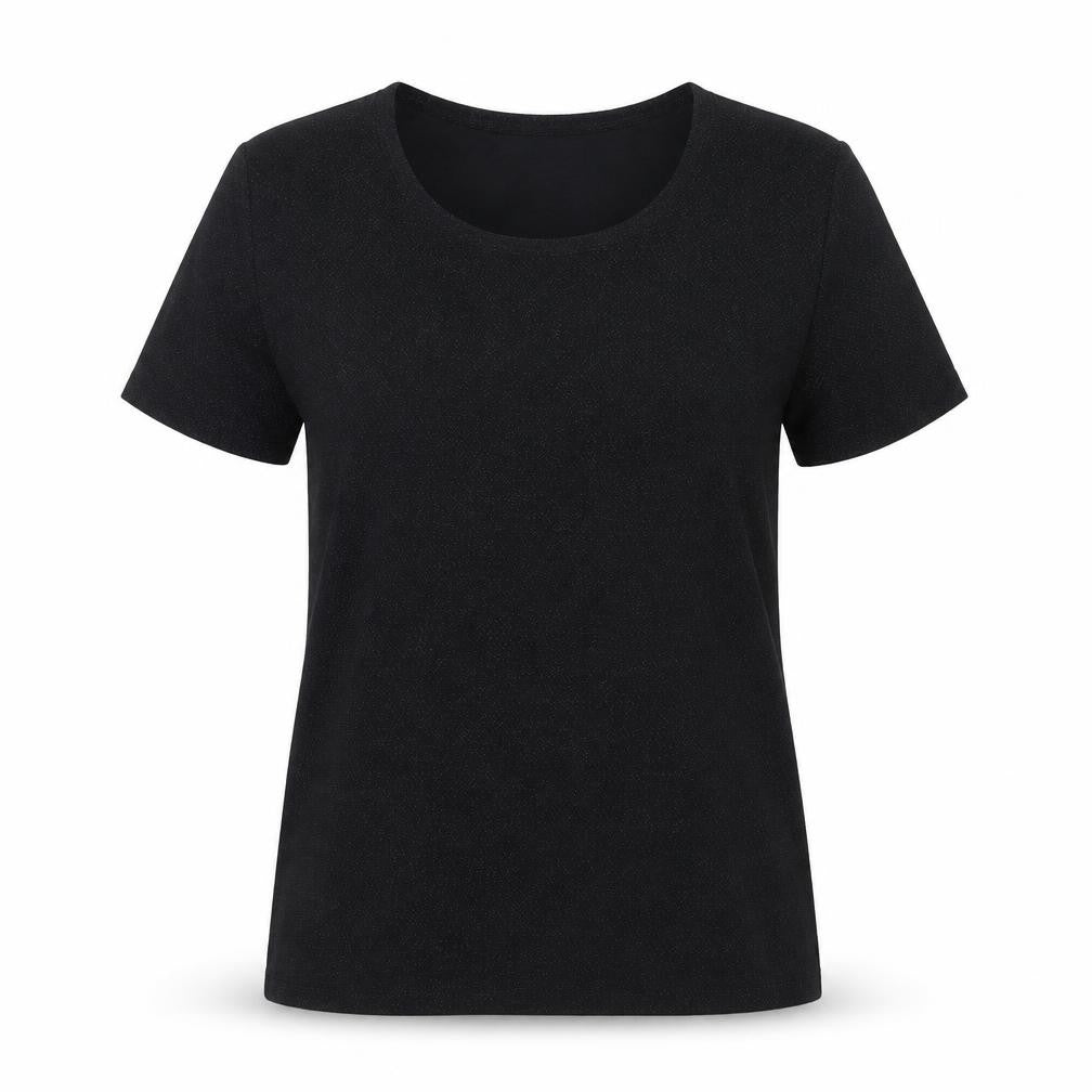 Charlotte Gold Womens Black   Basic T-Shirt Size 16