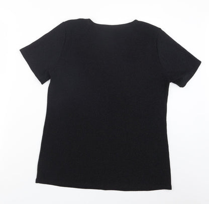 Charlotte Gold Womens Black   Basic T-Shirt Size 16
