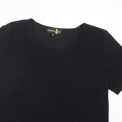 Charlotte Gold Womens Black   Basic T-Shirt Size 16
