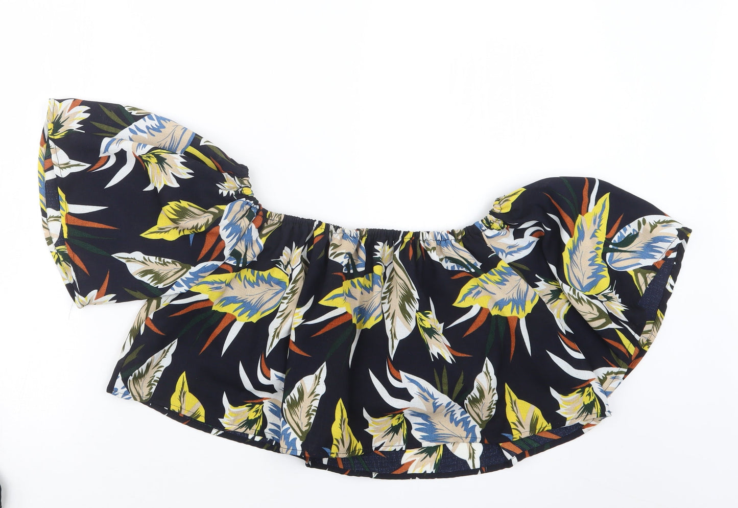 Goldie Womens Blue Geometric  Cropped T-Shirt Size M