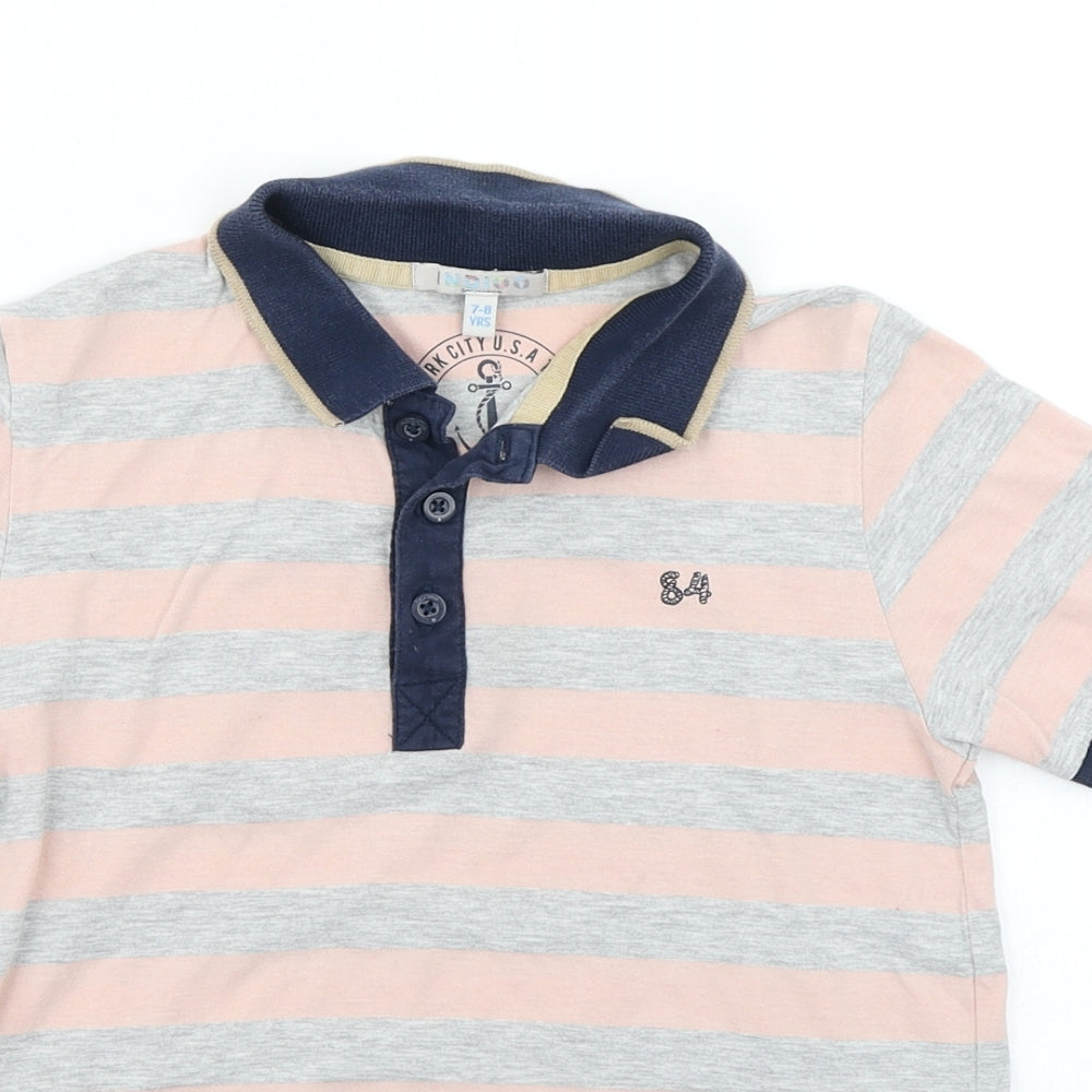 Indigo Boys Grey Striped  Basic Polo Size 7-8 Years