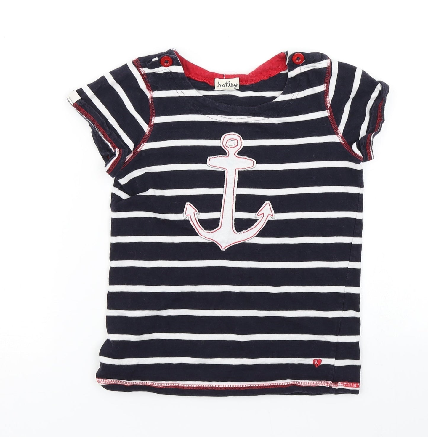 Hatkley Girls Blue Striped  Basic T-Shirt Size 7 Years