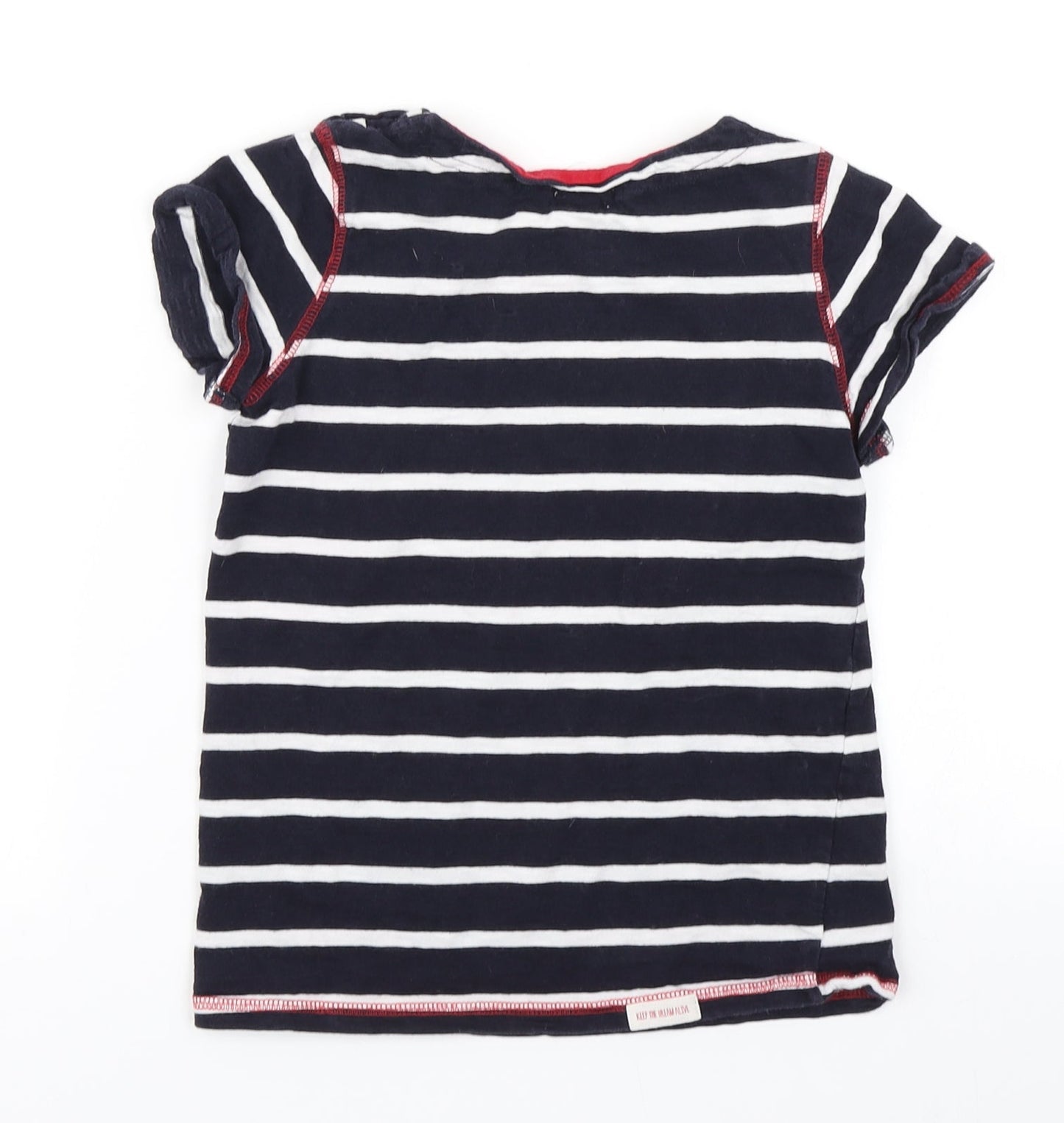 Hatkley Girls Blue Striped  Basic T-Shirt Size 7 Years