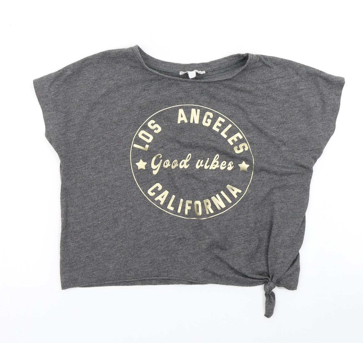 Bluezoo Girls Grey   Cropped T-Shirt Size 5-6 Years
