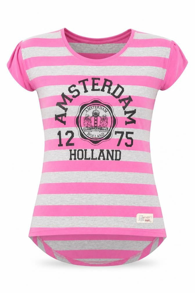 Fox Womens Pink Striped  Basic T-Shirt Size S