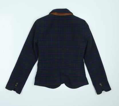 Primark Womens Blue Plaid  Jacket Blazer Size 6