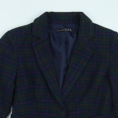 Primark Womens Blue Plaid  Jacket Blazer Size 6