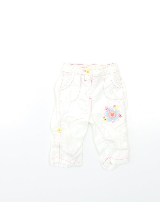George Baby White   Cargo Trousers Size 3-6 Months