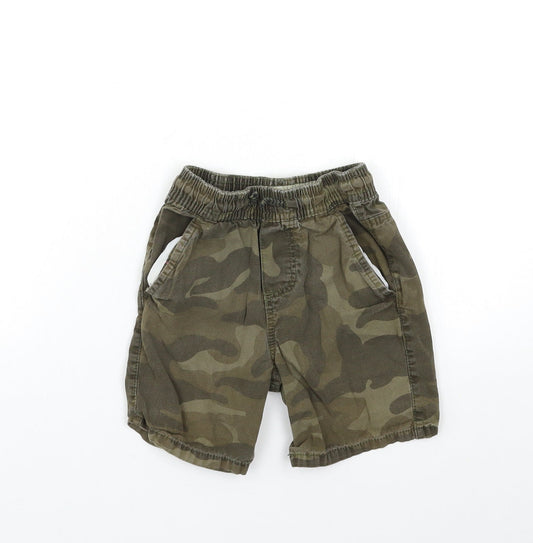 Denim & Co. Boys Green Check  Chino Shorts Size 3-4 Years