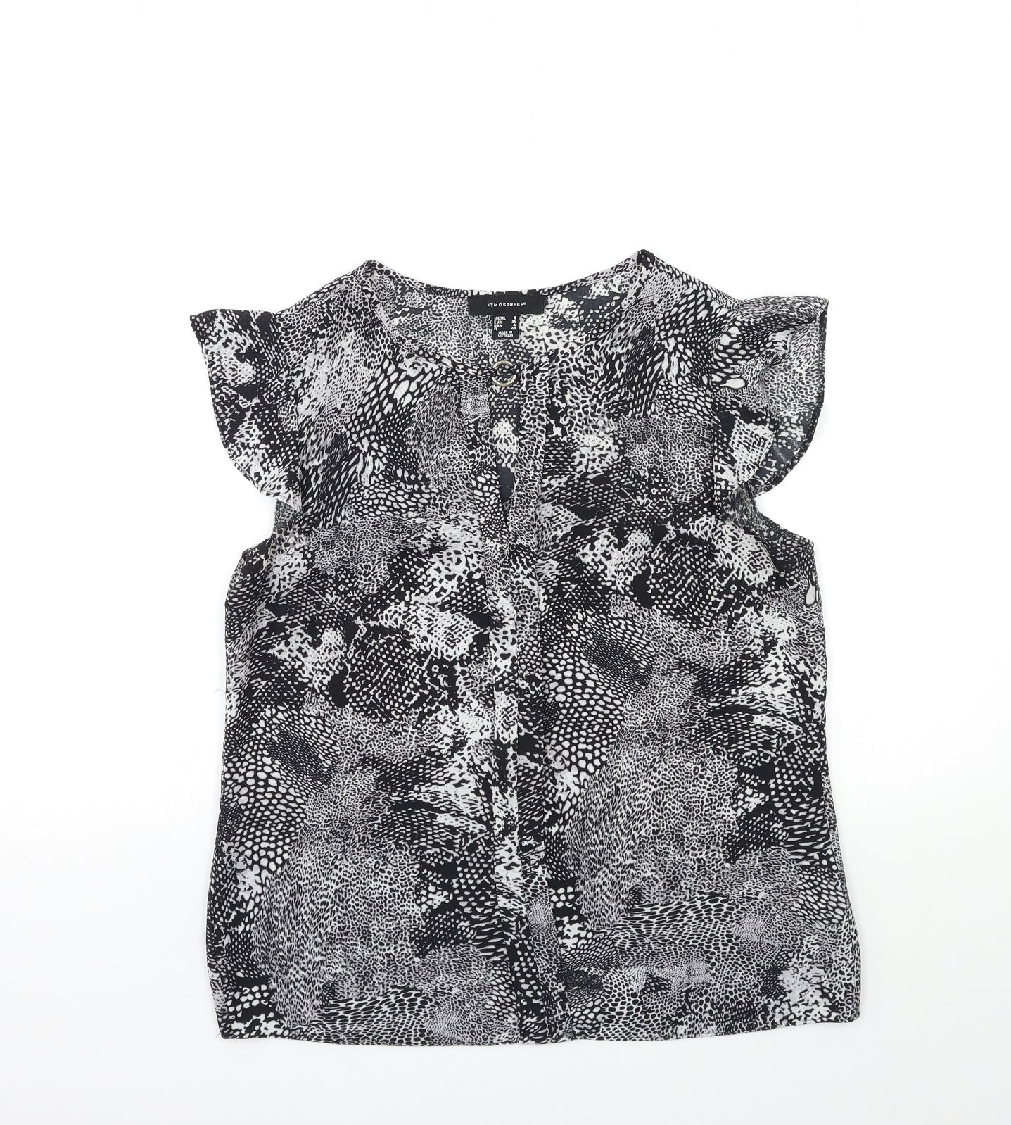 Atmosphere Womens Black Geometric  Basic Blouse Size 8