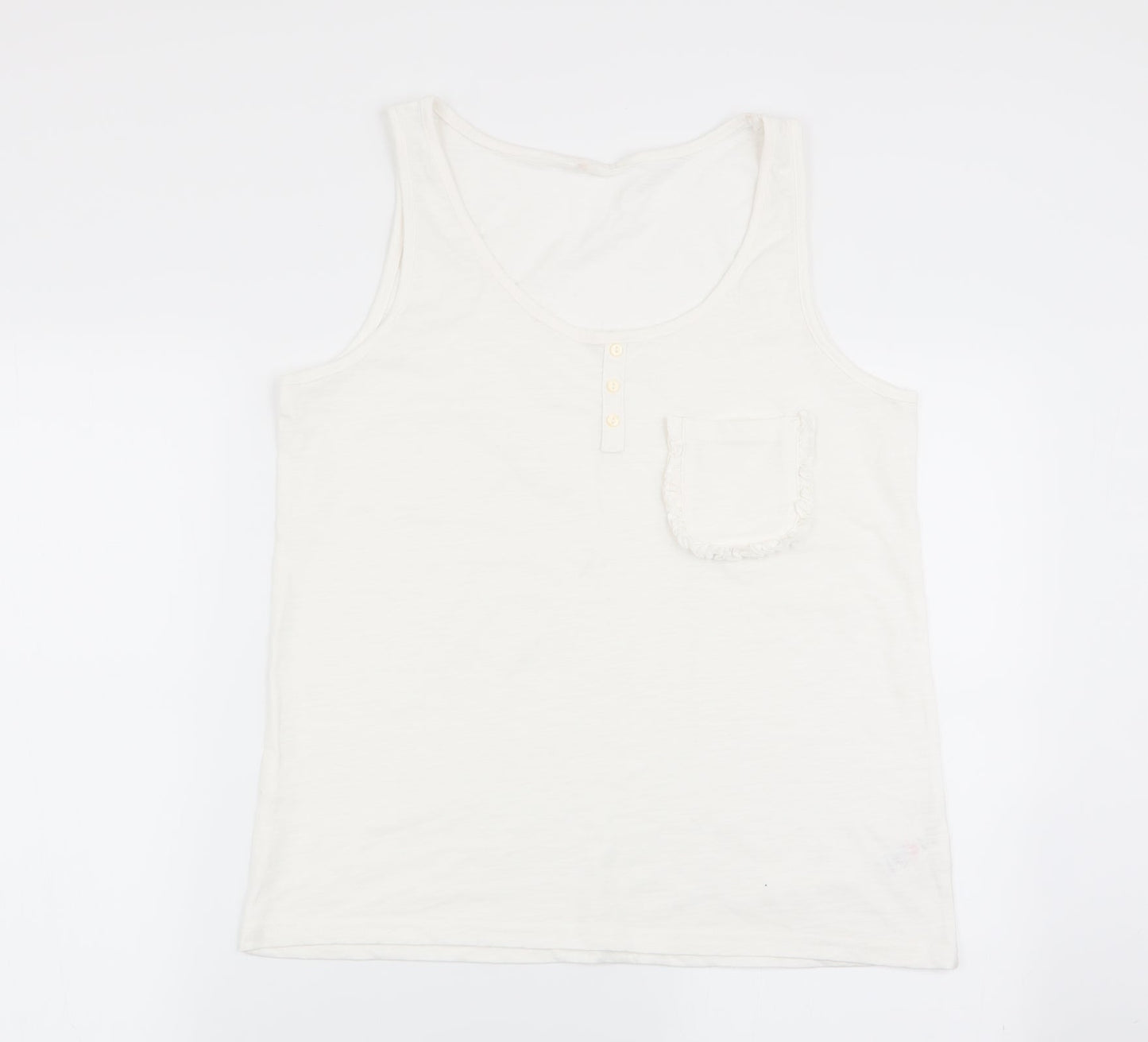 Asda George Womens White Solid  Top Pyjama Top Size 12