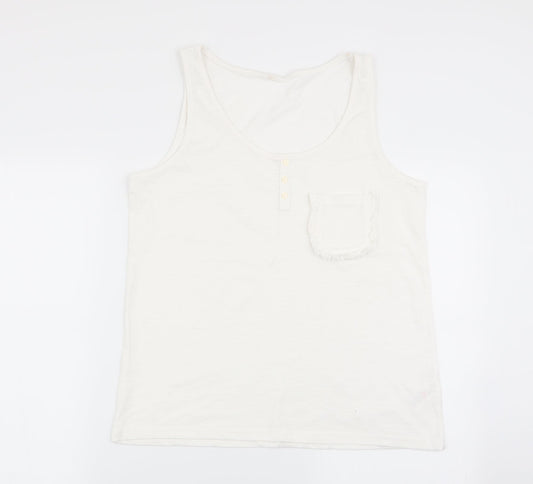Asda George Womens White Solid  Top Pyjama Top Size 12