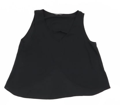 Additional front view of Miss Selfridge women’s black basic blouse, size UK 12