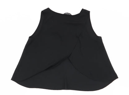 Back view of Miss Selfridge women’s black basic blouse, size UK 12