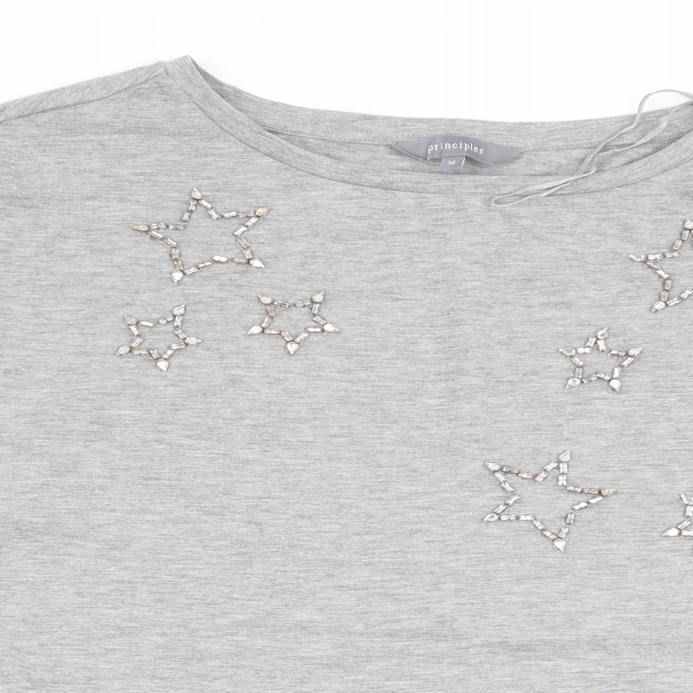 Principles Womens Grey   Basic T-Shirt Size 16