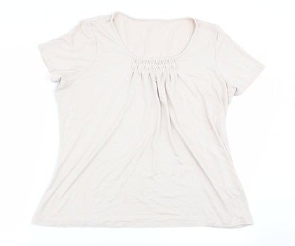Preloved Preworn Womens Beige   Basic T-Shirt Size 14 - Front
