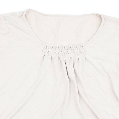 Preloved Preworn Womens Beige   Basic T-Shirt Size 14 - Detail