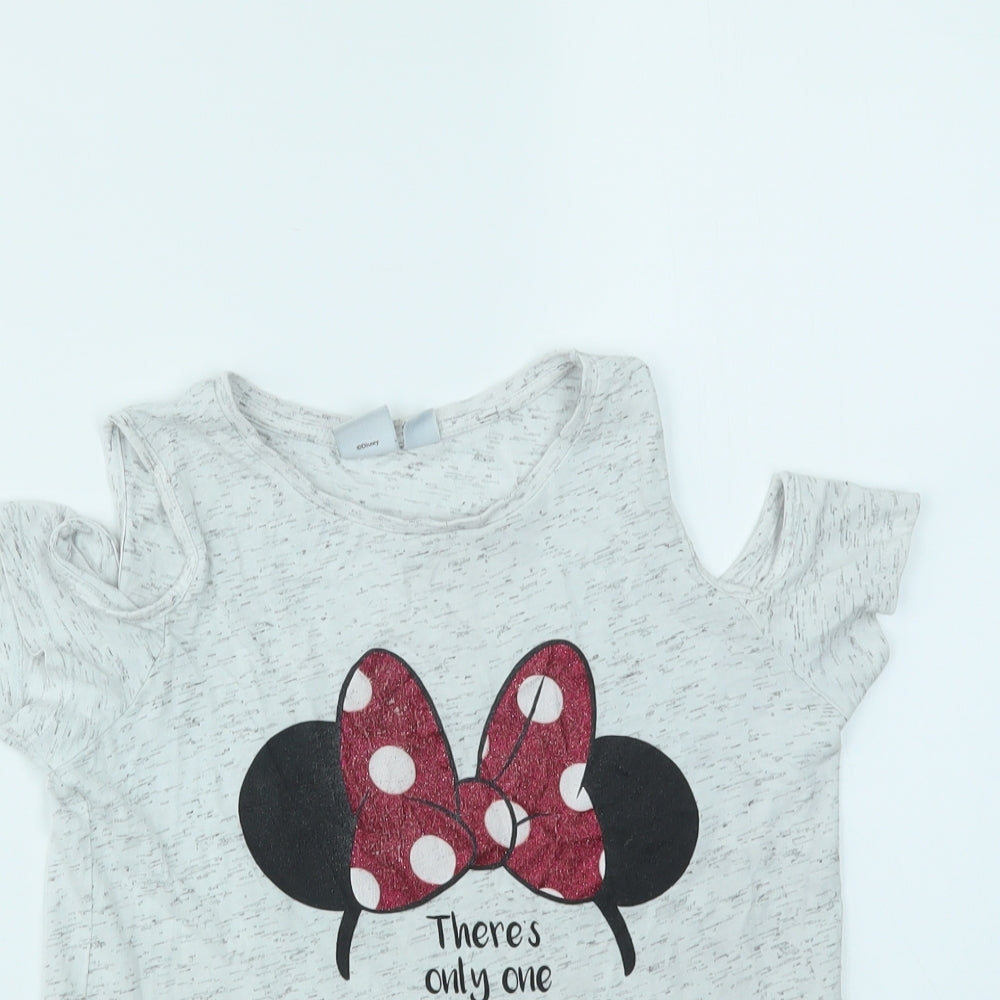 MINI MOUSE Girls Grey   Basic T-Shirt Size 10-11 Years
